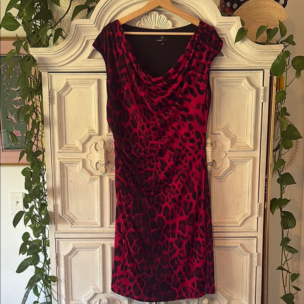 Ronni Nicole Magenta Sheath Midi Dress Cowl Neck Sleeveless Dress Size 14